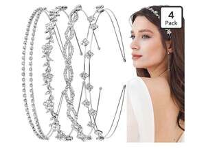 4 Pack Rhinestone Headbands for Women and Girls, Crystal Metal Tiaras